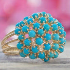 Adjustable Cocktail Ring with Blue-Green Stone Cluster