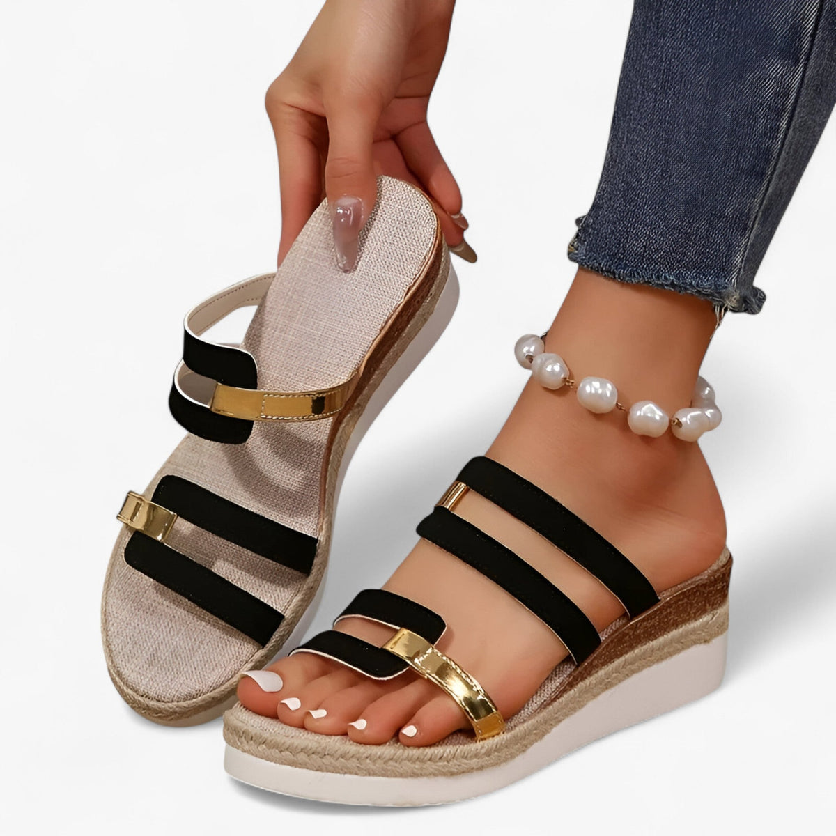 Wedge Sandals with Open-Toe Design for Summer