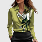 Pleated Neckline Blouse with Soft Sheen