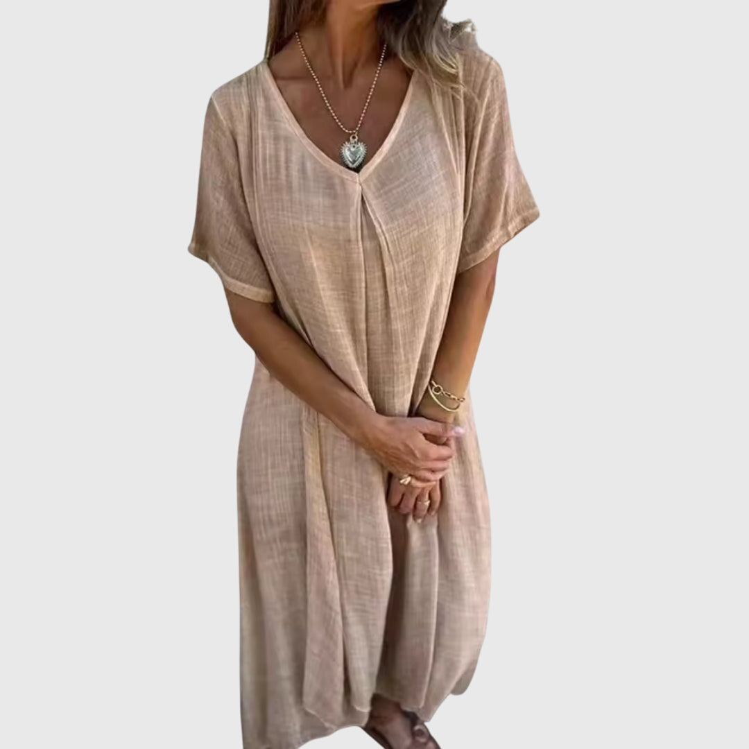 Lightweight V-Neck Dress with Flattering Silhouette