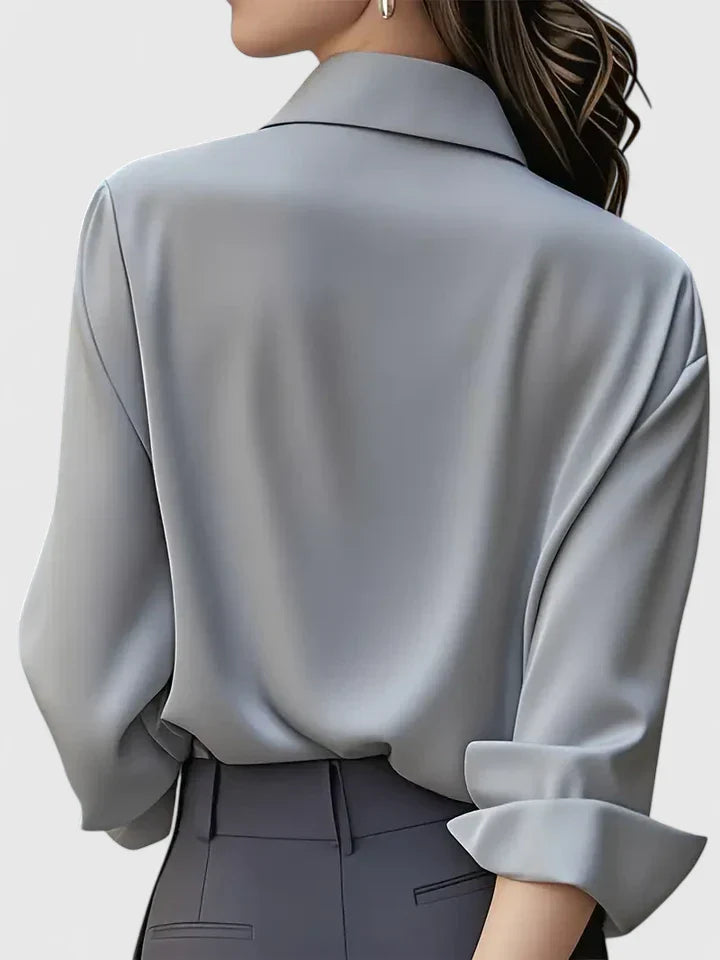 Collared Top with Hidden Button Front
