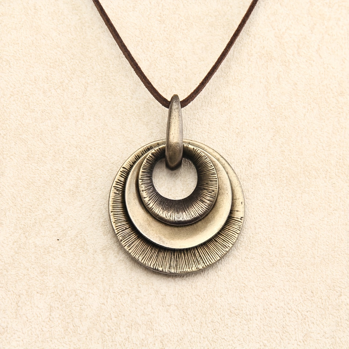Vintage Layered Disc Long Pendant Necklace with Relaxed Drape