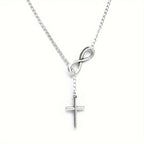 Simple Infinity Cross Short Necklace in Gold Colour