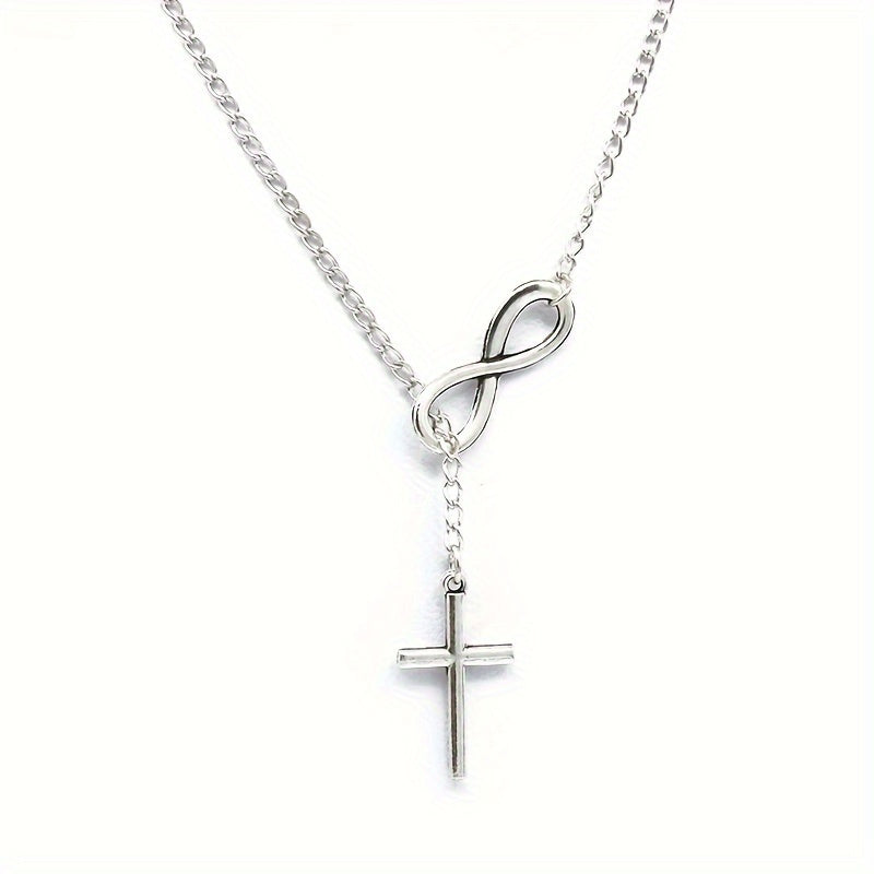 Simple Infinity Cross Short Necklace in Gold Colour