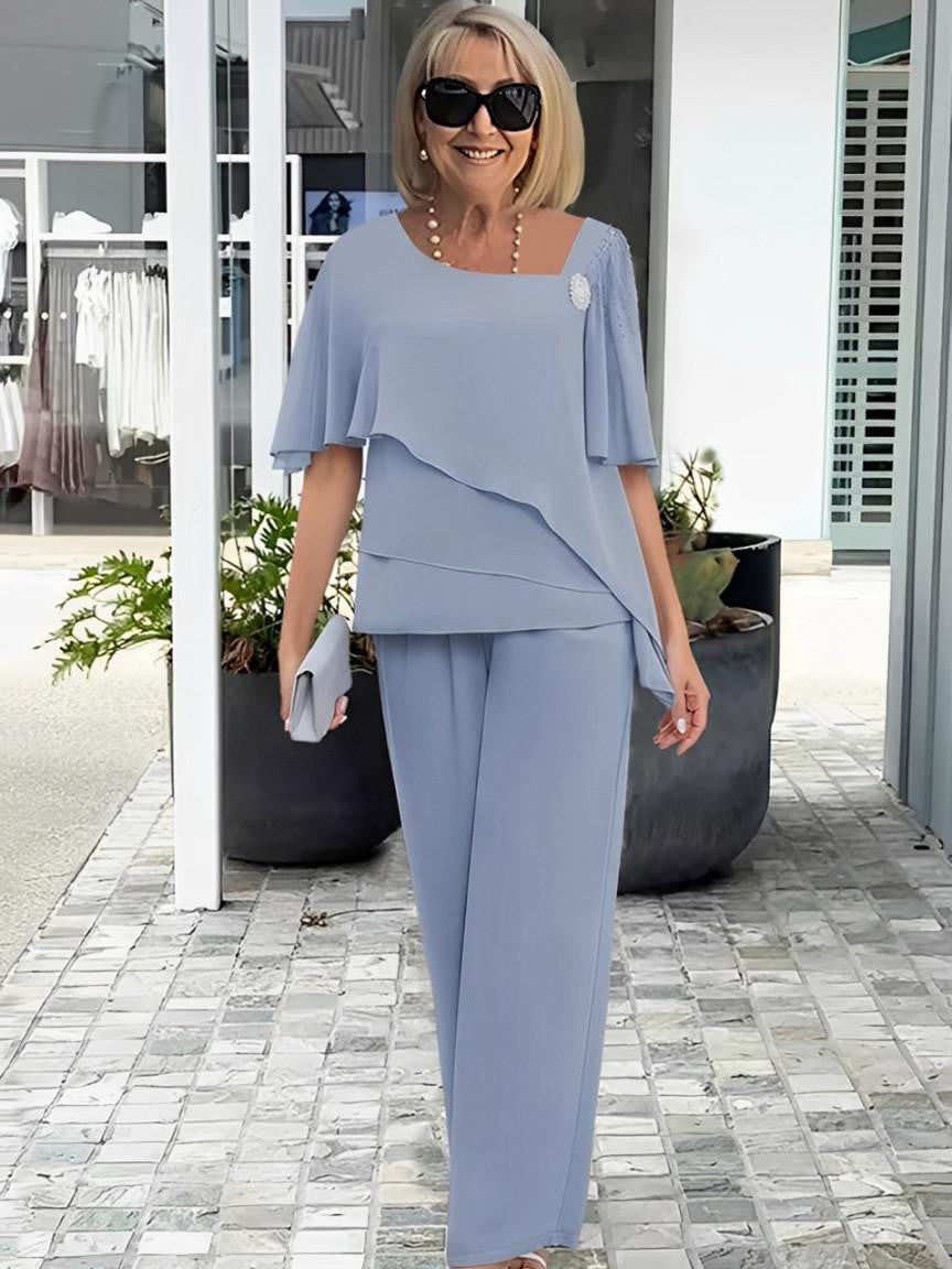 Conjunto de dos piezas suave en tonos azul intenso
