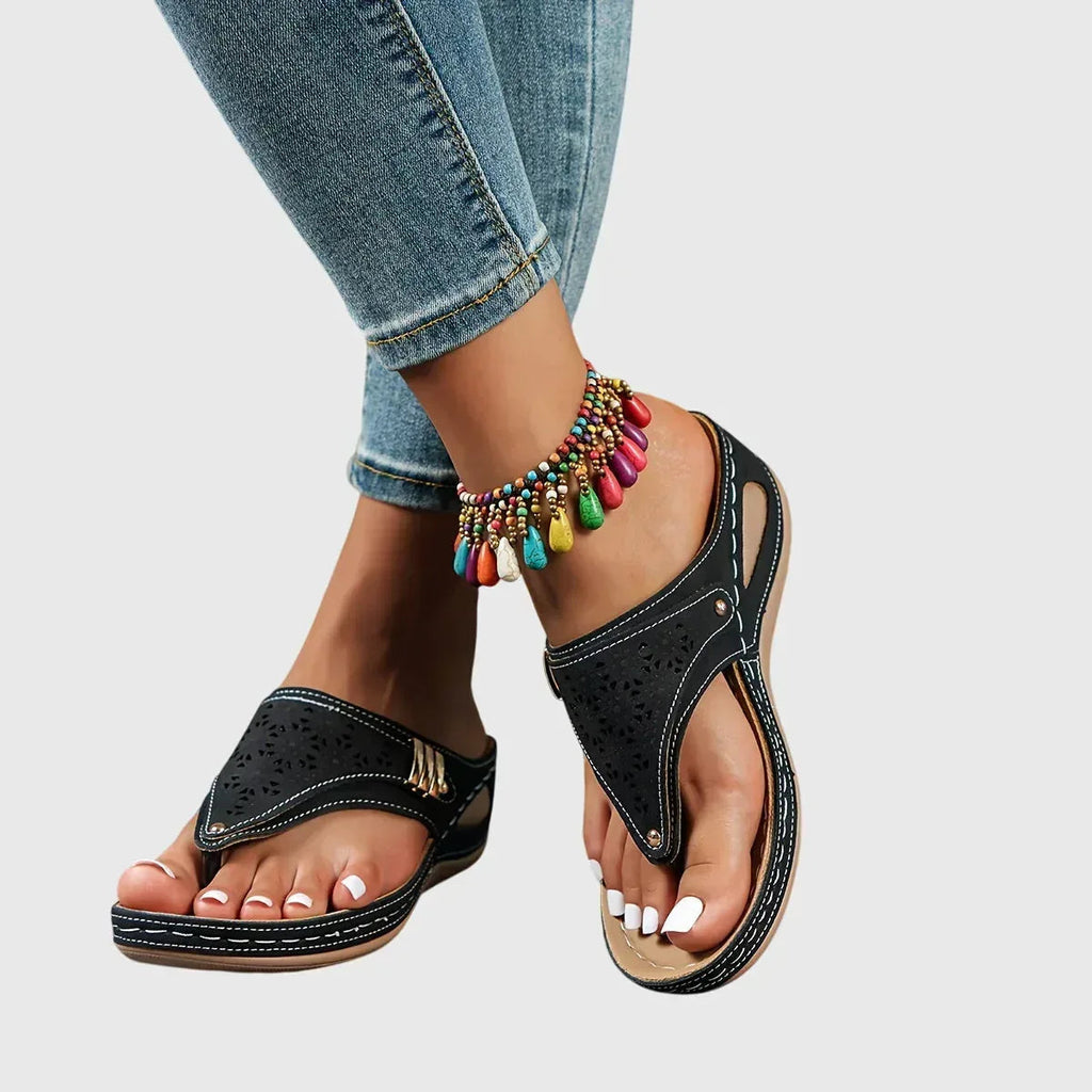 Slip-On Sandals with Striped Detail