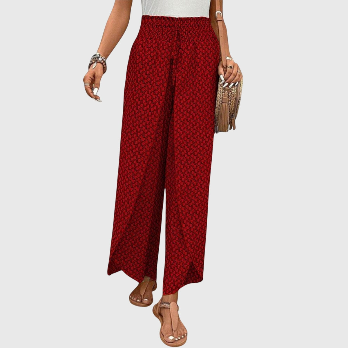 Pantalones palazzo de talle alto con pierna ancha y fluida