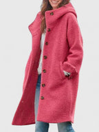 Hooded Coat with Soft Line and Front Pockets