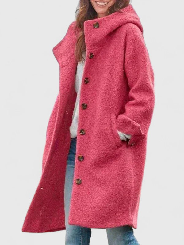 Hooded Coat with Soft Line and Front Pockets