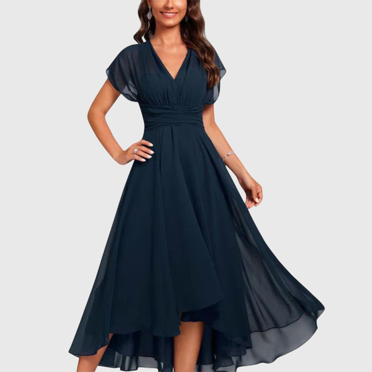 V-Neck A-Line Mini Dress with Airy Cut