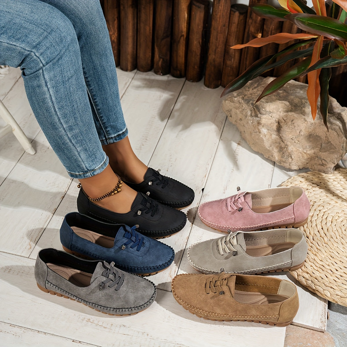Mocasines con sujeción y plantilla que alivia la presión