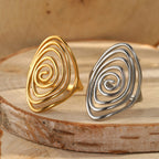Sculptural Spiral Statement Ring in Gold Colour with Bold Curves