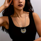 Modern Two-Tone Abstract Pendant Necklace with Sculptural Shape