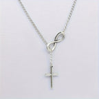 Simple Infinity Cross Short Necklace in Gold Colour