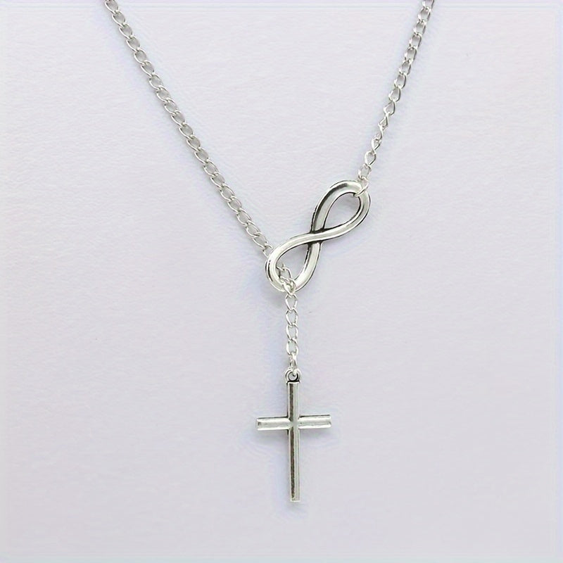 Simple Infinity Cross Short Necklace in Gold Colour