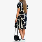 Vestido midi por capas con manga corta y caída fluida