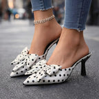 Polka Dot Kitten Heels with Oversized Bow