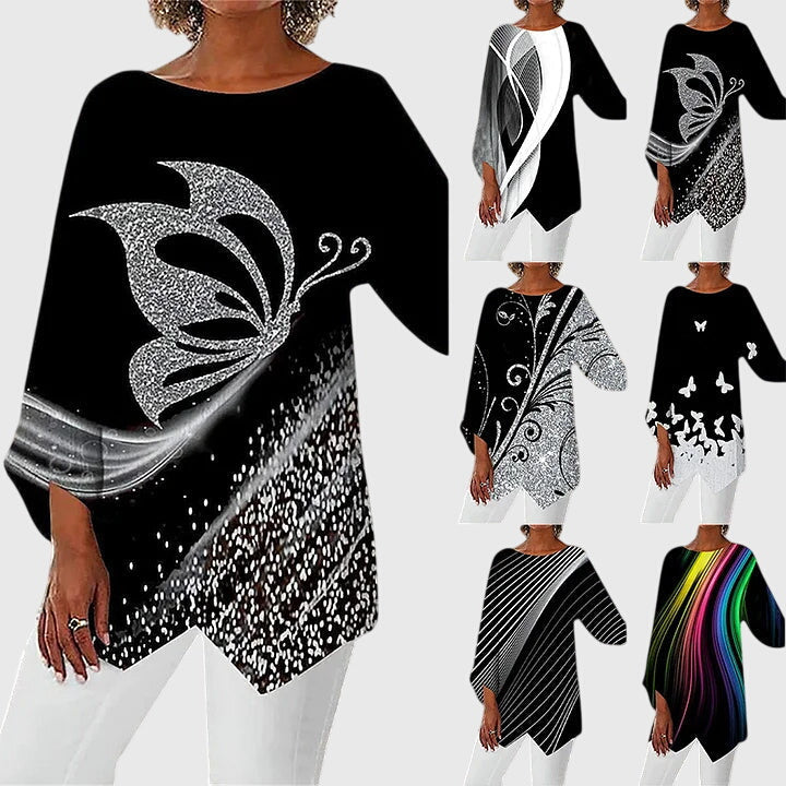 Printed Crew Neck Top with Breathable Handle