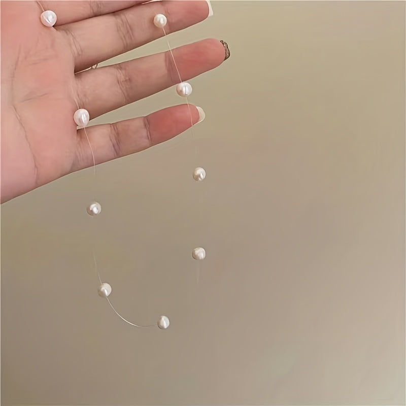 Minimalist White Faux Pearl Necklace with Clean Lines