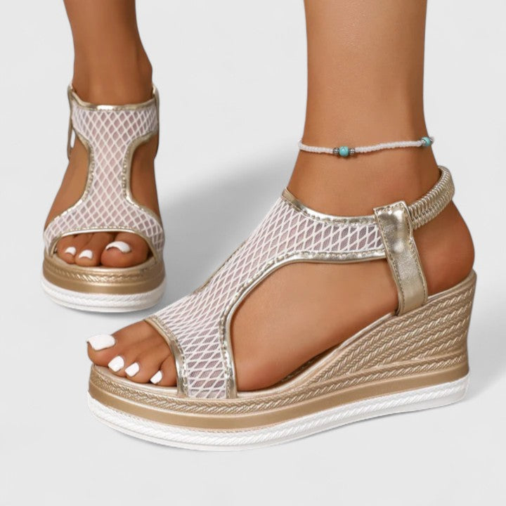 Sandalias de cuña con base elevada y estable