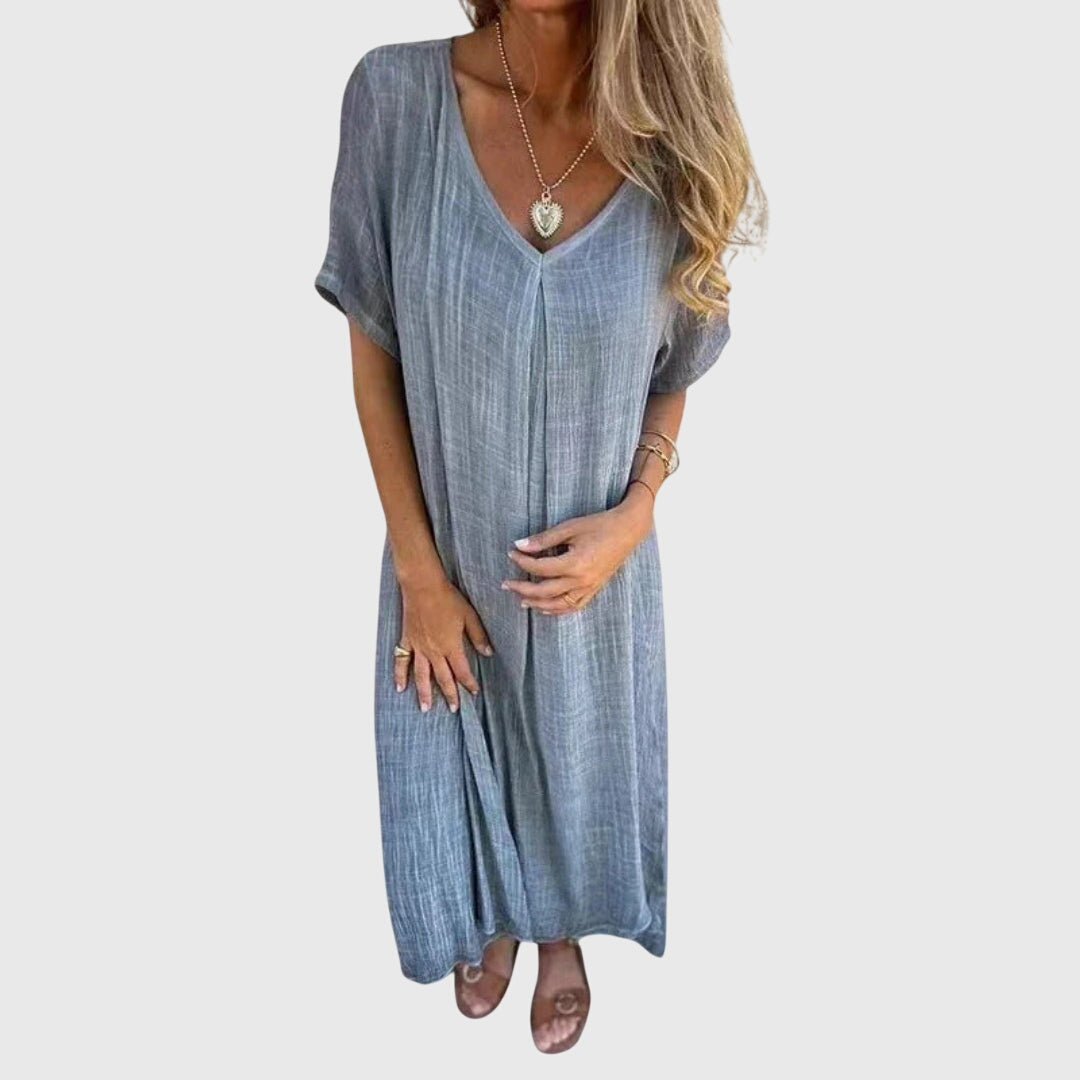 Lightweight V-Neck Dress with Flattering Silhouette