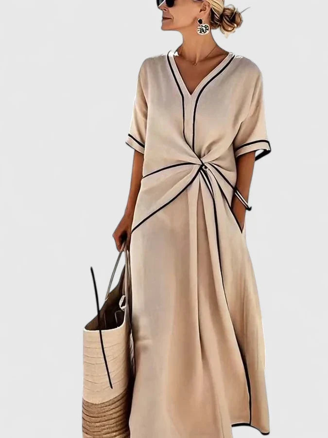 Vertical Stripe Dress with Soft Comfortable Cut
