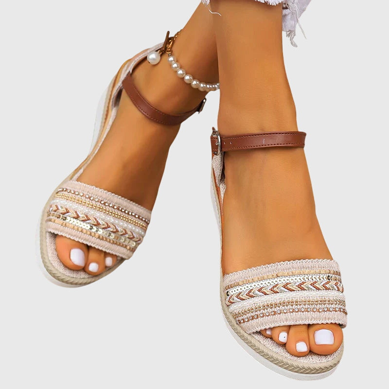 Slip in-sommarsandaler med ankelrem