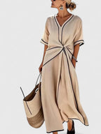 Vertical Stripe Dress with Soft Comfortable Cut