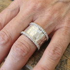 Wide Statement Ring with Vintage Style in Silver Colour