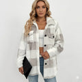 Checked Sherpa Jacket with Button Front and Oversized Fit