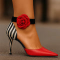 Pointed Toe Heels with Floral and Leopard Detail