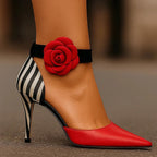 Pointed Toe Heels with Floral and Leopard Detail