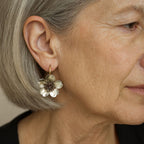 Vintage-Style Two-Tone Blossom Earrings with Contrasting Finish