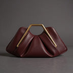 Origami-Inspired Faux Leather Clutch with a Gold-Tone Handle
