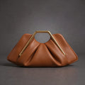 Origami-Inspired Faux Leather Clutch with a Gold-Tone Handle