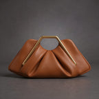 Origami-Inspired Faux Leather Clutch with a Gold-Tone Handle