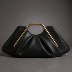 Origami-Inspired Faux Leather Clutch with a Gold-Tone Handle