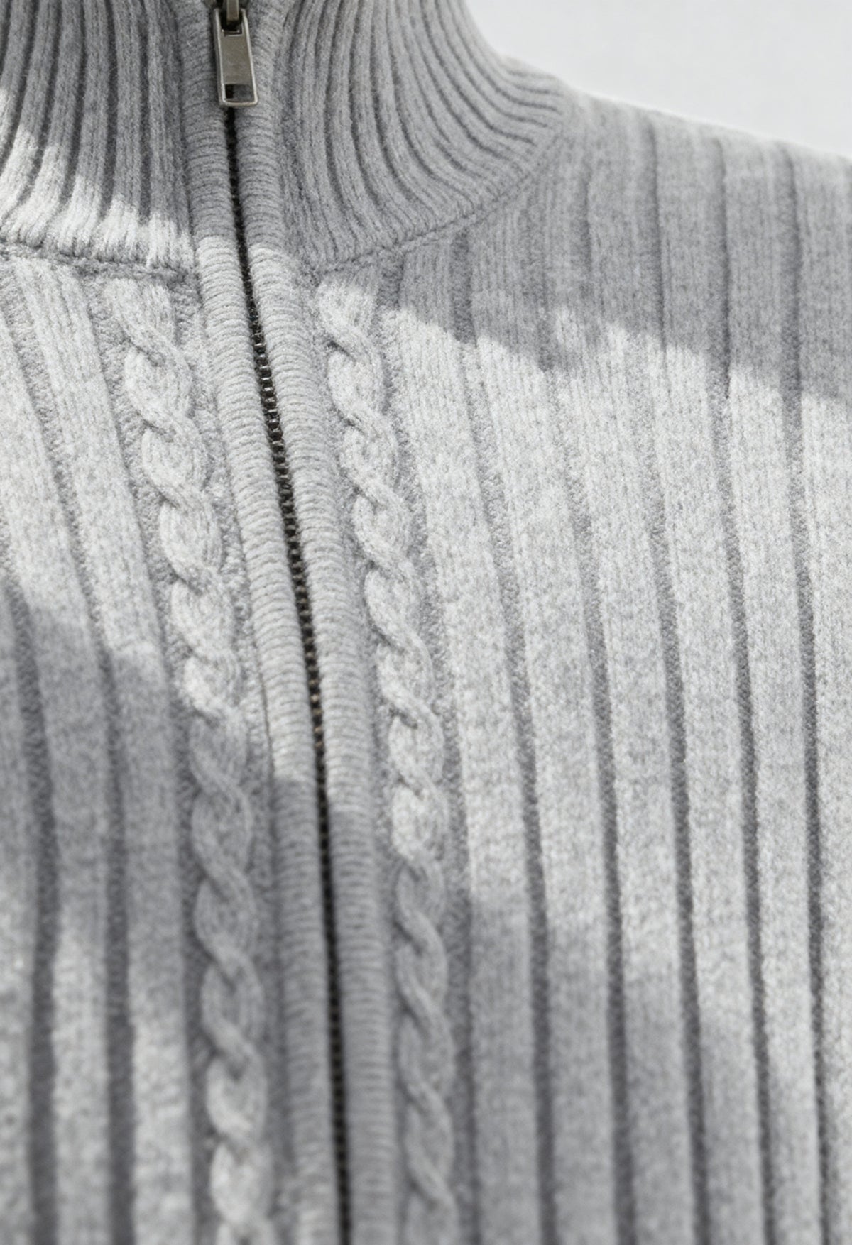 Men's Braided Wool-Blend Sweater with Ribbed Cuffs