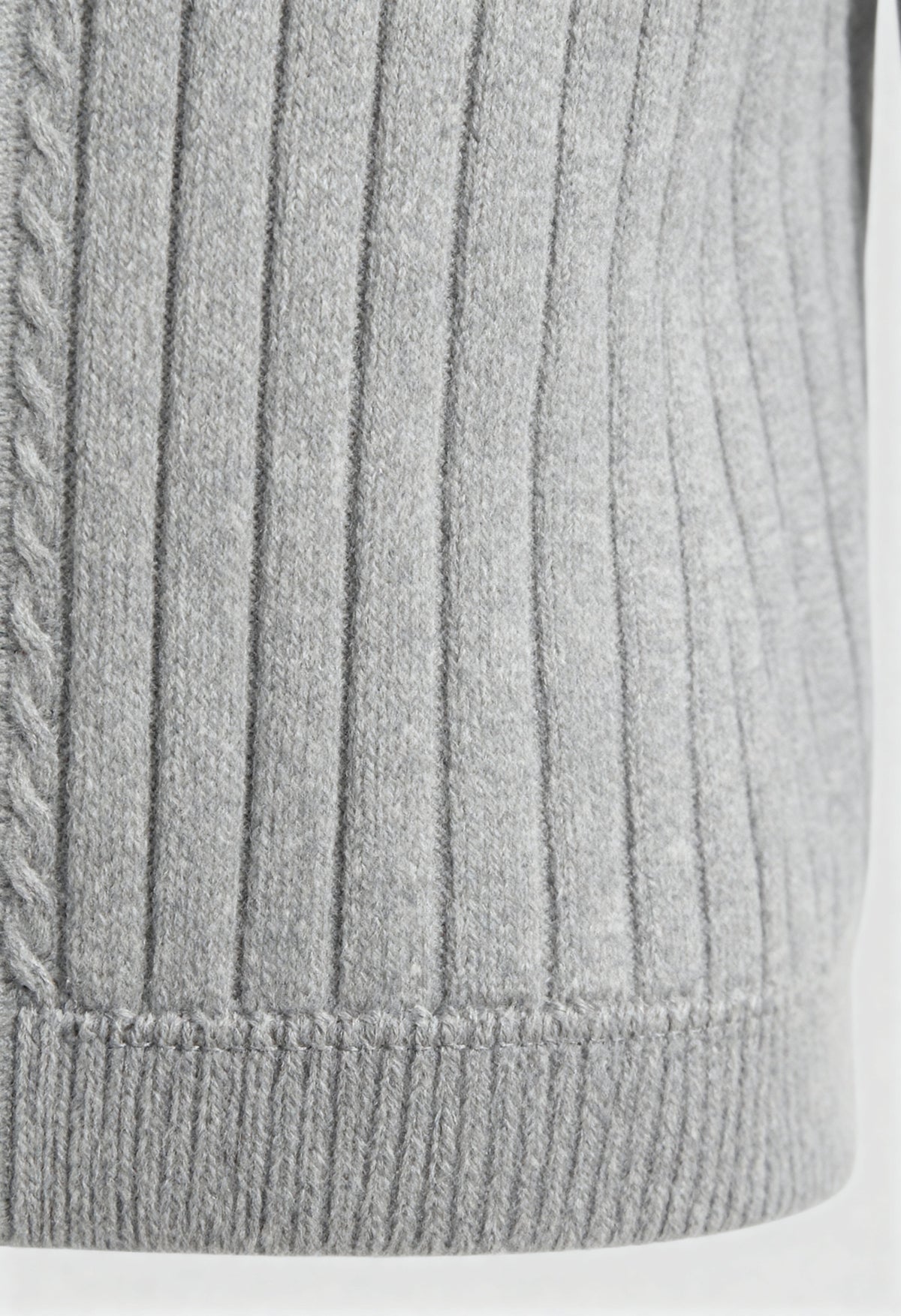 Men's Braided Wool-Blend Sweater with Ribbed Cuffs