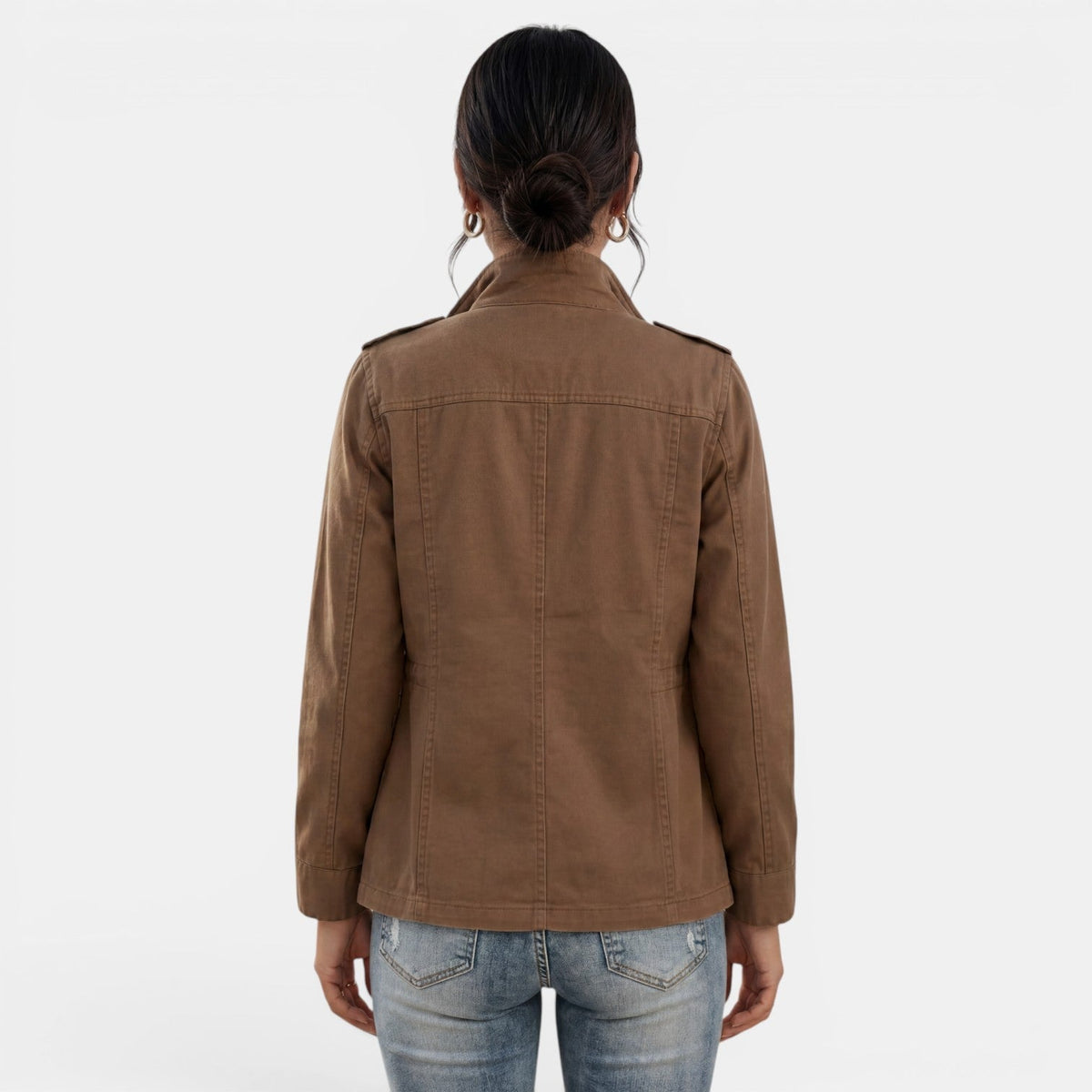Lightweight Casual Jacket with Zip Closure and Lapel Collar