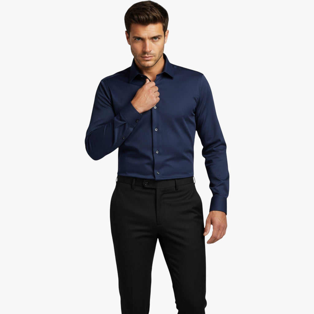 Camisa de oficina elástica con corte moderno y entallado