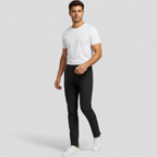 Men's Slim Fit Trousers with Elastic Waistband and Pockets