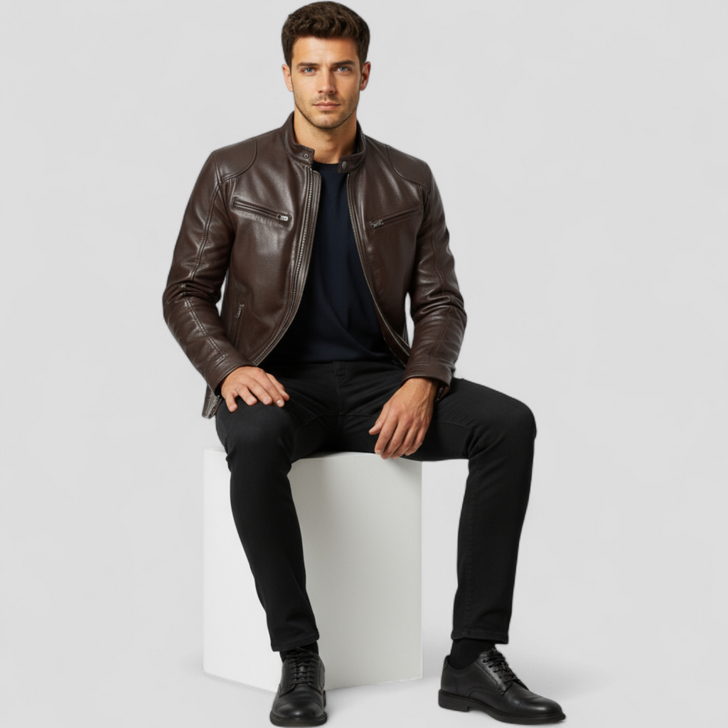 Men's Biker Jacket with Vintage Warmth