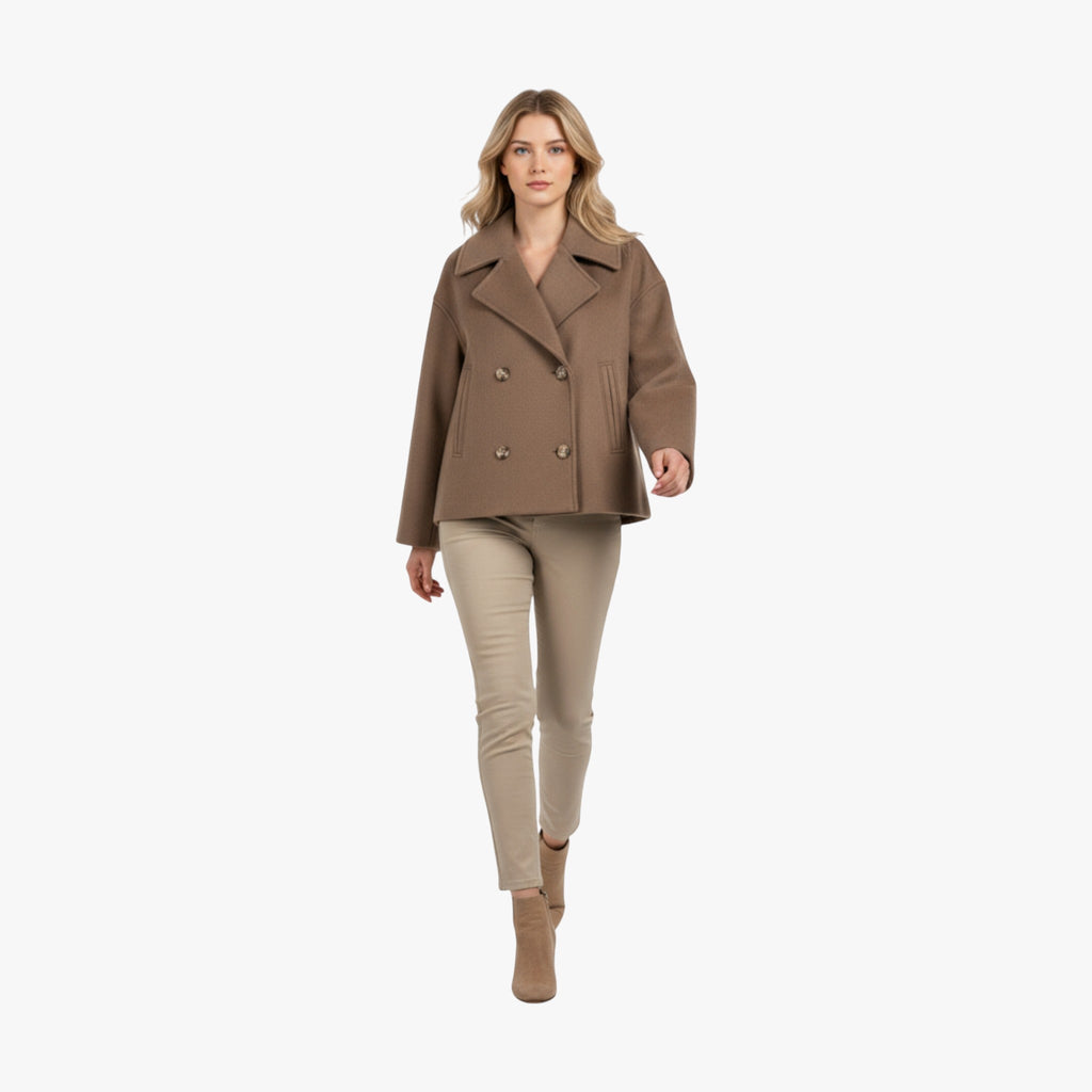 Cropped Wool Jacket with Waist-Defining Fit for Cold Days