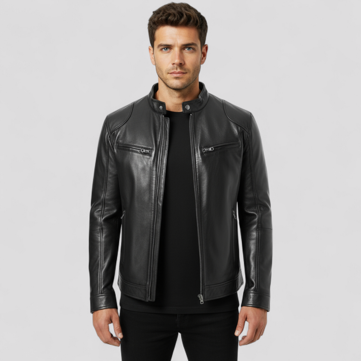 Men's Biker Jacket with Vintage Warmth