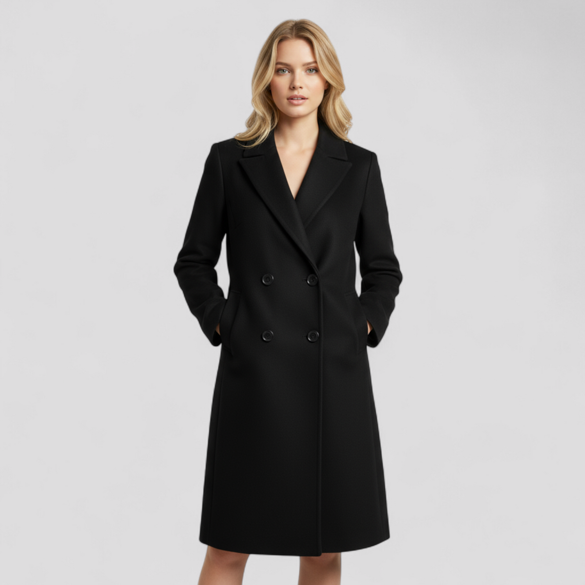 Abrigo de lana cruzado para otoño e invierno