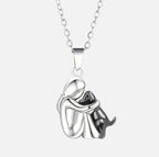 Hug Pendant Necklace with Embracing Figures Design