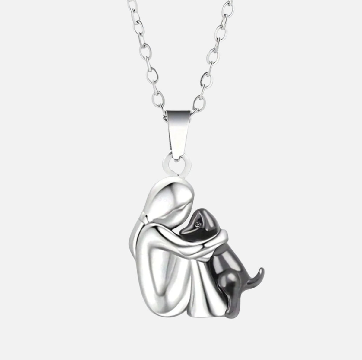 Hug Pendant Necklace with Embracing Figures Design