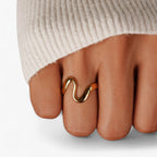 Wavy Gold-Tone Ring, Hypoallergenic and Lightweight