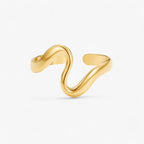 Wavy Gold-Tone Ring, Hypoallergenic and Lightweight